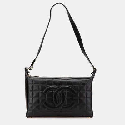 Pre-owned Chanel Black Cc Choco Bar Lambskin Shoulder Bag