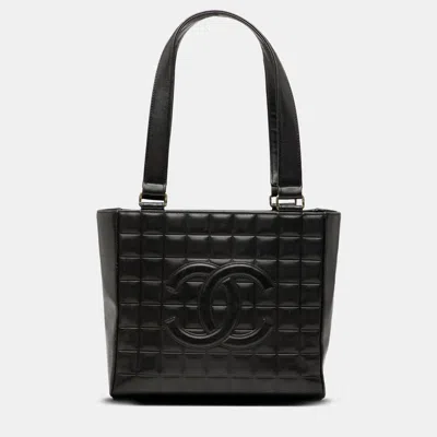 Pre-owned Chanel Black Cc Choco Bar Lambskin Tote