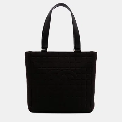 Pre-owned Chanel Black Cc Chocolate Bar Jersey Tote