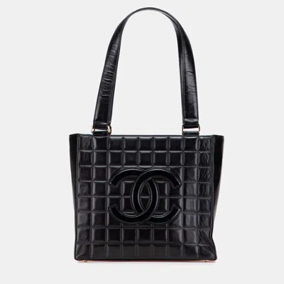 Pre-owned Chanel Black Cc Chocolate Bar Lambskin Tote
