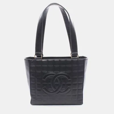 Pre-owned Chanel Black Cc Chocolate Bar Lambskin Tote
