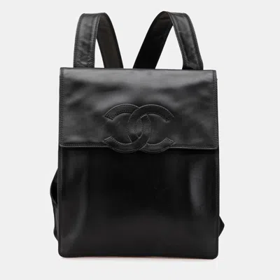 Pre-owned Chanel Black Cc Lambskin Backpack