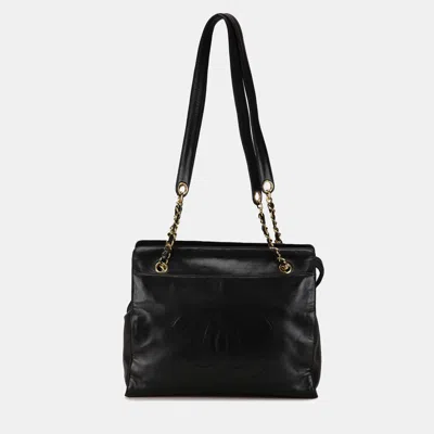 Pre-owned Chanel Black Cc Lambskin Chain Tote
