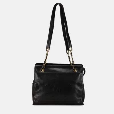 Pre-owned Chanel Black Cc Lambskin Chain Tote