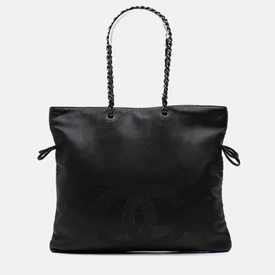 Pre-owned Chanel Black Cc Lambskin Studded Bonbons Tote