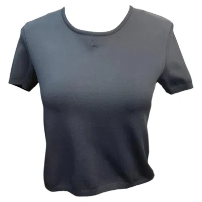 Pre-owned Chanel Black Cc Logo Cropped Top