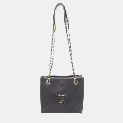 Pre-owned Chanel Black Cc Quilted Lambskin Tote