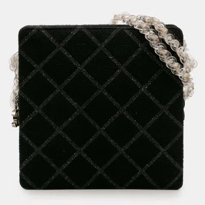 Pre-owned Chanel Black Cc Tweed Chain Fantasy Crossbody