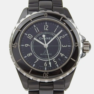 Pre-owned Chanel Black Ceramic J12 H0685 Automatic Men's Wristwatch 41 Mm