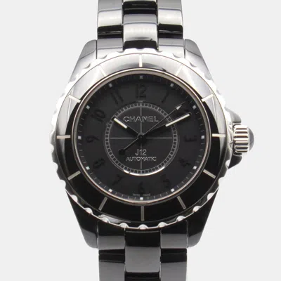 Pre-owned Chanel Black Ceramic J12 H3829 Automatic Men's Wristwatch 38.5 Mm