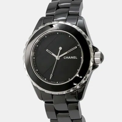 Pre-owned Chanel Black Ceramic J12 H5581 Automatic Men's Wristwatch 38 Mm