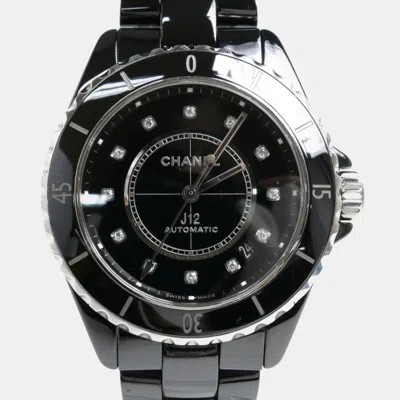 Pre-owned Chanel Black Ceramic Stainless Steel J12 H5702 Automatic Men's Wristwatch 38 Mm