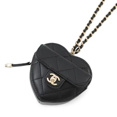 Pre-owned Chanel Black Champagne Gold Leather Coin Purse/coin Case () In Multi