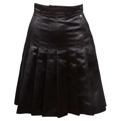 Pre-owned Chanel Black  Silk Pleated Skirt Size Fr 34