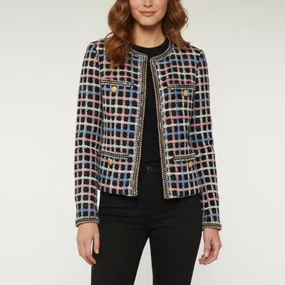 Pre-owned Chanel Black Checkered Multicolour Tweed Long Sleeve Jacket M