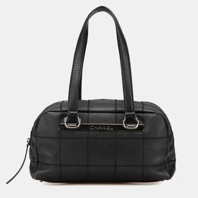 Pre-owned Chanel Black Choco Bar Caviar Shoulder Bag