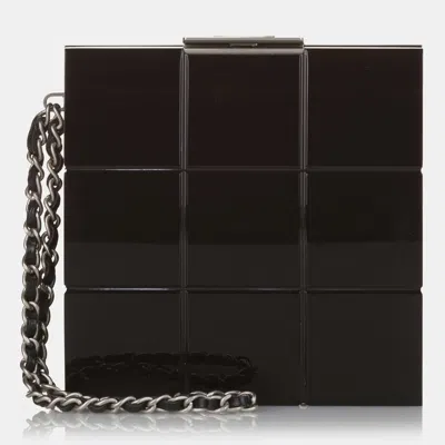 Pre-owned Chanel Black Choco Bar Lucite Perspex Clutch