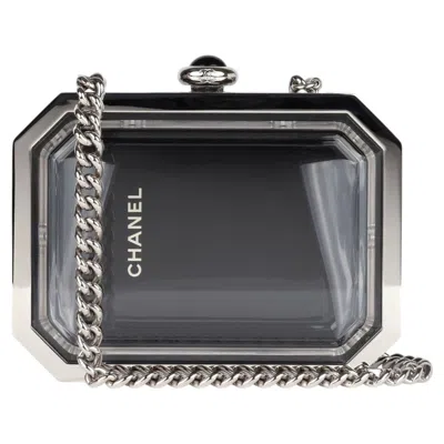 Pre-owned Chanel Black, Clear Plexiglass & Silver Metal Premiere Watch Minaudière Clutch