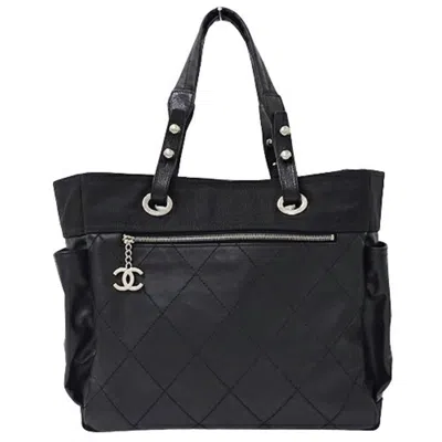 Pre-owned Chanel Black Coated Canvas Tote Bag ()