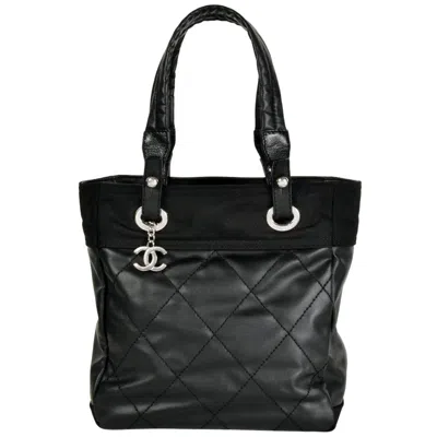 Pre-owned Chanel Black Coated Canvas Tote Bag ()