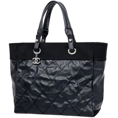 Pre-owned Chanel Black Coated Canvas Tote Bag ()