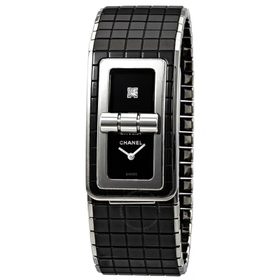 Pre-owned Chanel Black Code Coco Black Diamond Dial Ladies Steel And Ceramic Watch H5147