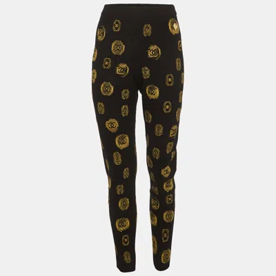 Pre-owned Chanel Black Coin Intarsia Knit Cashmere Pants M