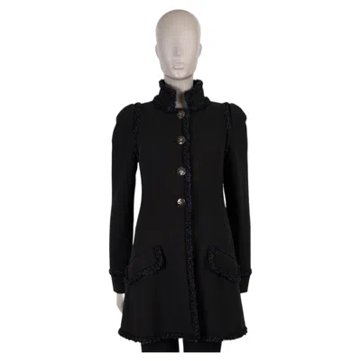 Pre-owned Chanel Black Cotton 13c Versailles Braid Trim Tweed Coat Jacket 40 M