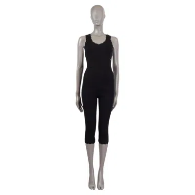Pre-owned Chanel Black Cotton 2018 18s Rib Knit Cropped Jumpsuit 38 S