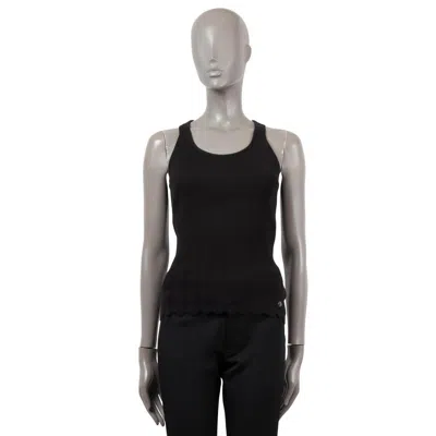 Pre-owned Chanel Black Cotton 2018 18s Textured Rib-knit Tank Top Shirt 38 S