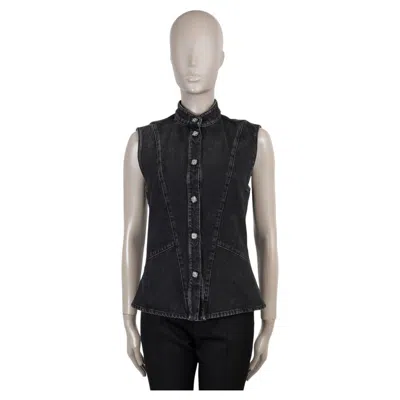 Pre-owned Chanel Black Cotton 24a Manchester Washed Denim Vest Jacket 36 Xs
