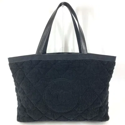 Pre-owned Chanel Black Cotton Beach Bag Shoulder Bag ()