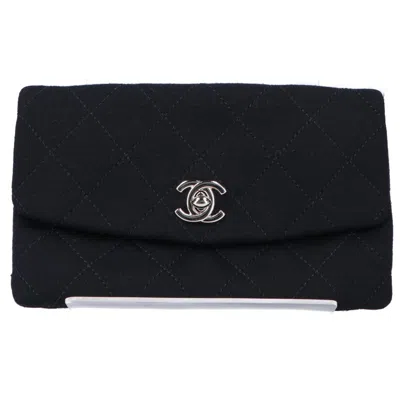 Pre-owned Chanel Black Cotton Chain/shoulder Wallet ()