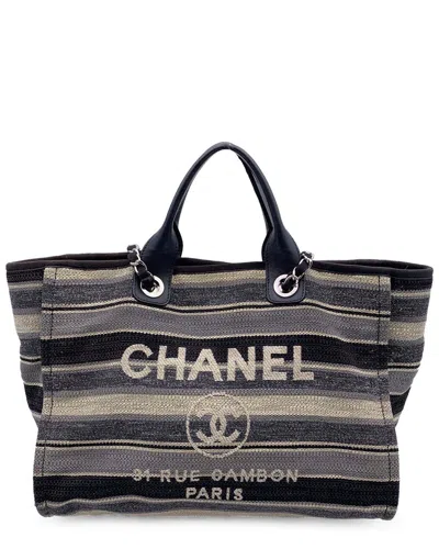 Pre-owned Chanel Black Cotton Deauville (authentic Pre-loved)