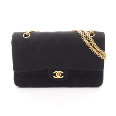 Pre-owned Chanel Black Cotton Jersey Shoulder Bag ()