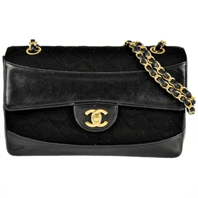 Pre-owned Chanel Black Cotton Leather Shoulder Bag ()