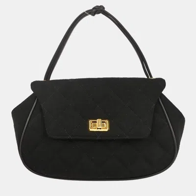 Pre-owned Chanel Black Cotton Mademoiselle Lock Handbag