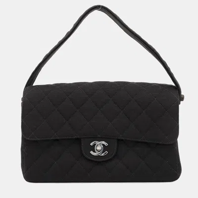 Pre-owned Chanel Black Cotton Matelasse Double Face Handbag
