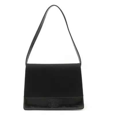 Pre-owned Chanel Black Cotton Patent Leather Shoulder Bag ()