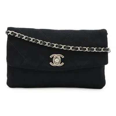 Pre-owned Chanel Black Cotton Pochette Shoulder Bag ()