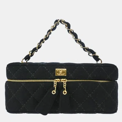 Pre-owned Chanel Black Cotton Wild Stitch Vanity Handbag