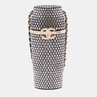 Pre-owned Chanel Black Crystal Lipstick Case On Chain