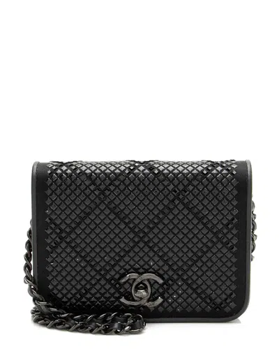 Chanel Black Crystal Satin Mini Chain Crossbody (authentic Pre-loved)