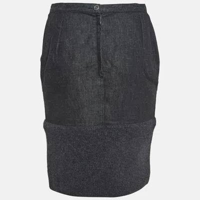 Pre-owned Chanel Black Denim & Wool Pencil Skirt M