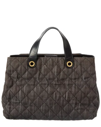 Chanel Black Denim Calfskin Leather Denim Quilted Tote (authentic Pre-loved)