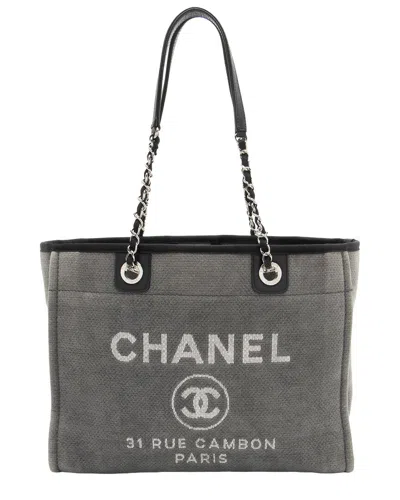 Pre-owned Chanel Black Denim Deauville Small Tote (authentic Pre-loved)