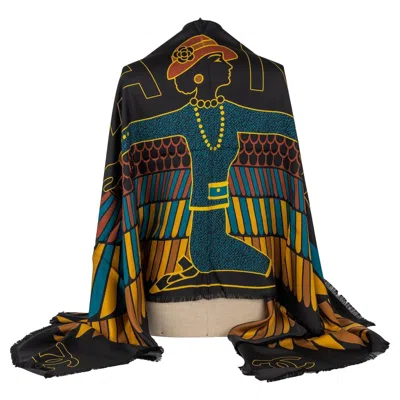 Pre-owned Chanel Black Egyptian Silk Shawl New