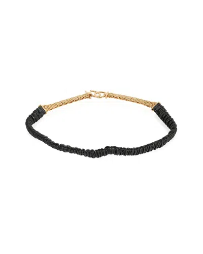 Pre-owned Chanel Black Elastic Lambskin & Gold Chain Cc Belt, Size 80 (authentic Pre-loved)