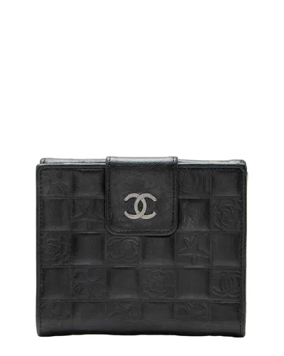 Pre-owned Chanel Black Embossed Lambskin Vintage Embossed Lucky Symbols French Purse  Wallet (authentic Pre-lo