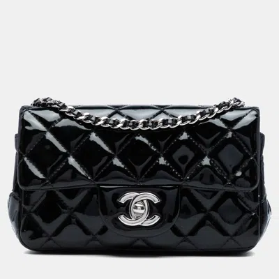 Pre-owned Chanel Black Extra Mini Rectangular Classic Patent Single Flap